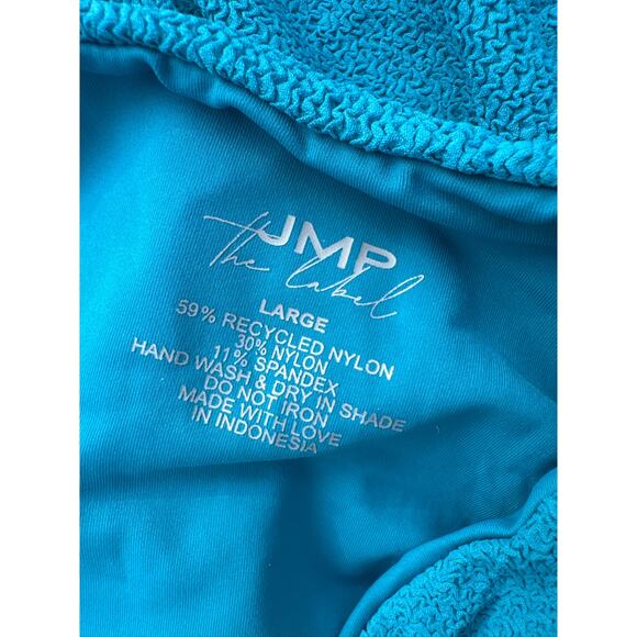 JMP The Label Santorini Recycled Nylon Halter One-Piece Swimsuit, Teal – Large - Picture 4 of 7